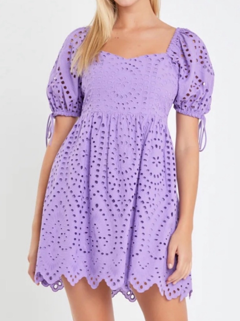 English Factory Outlet Scalloped Purple Dress